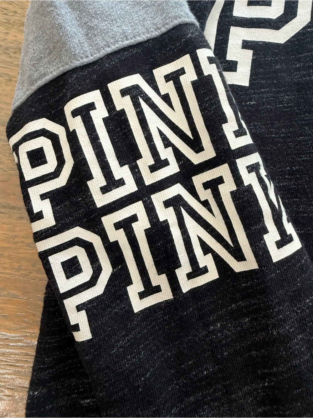 PINK Victoria's Secret Black, White & Gray Colorblock Hoodie Y2K - Picture 2 of 5
